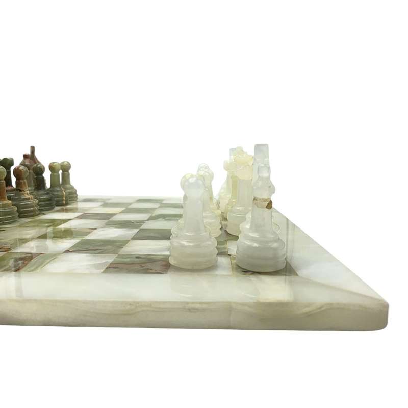 Middle Eastern Onyx Chess Set with Granite Board - Vintage Multicolored Stone Pieces- Please Read