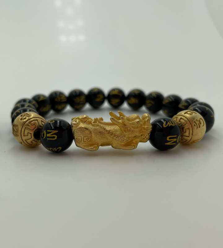 Vintage Original Feng Shui Black Obsidian Wealth Bracelet - Wealth, Positivity, Balance
