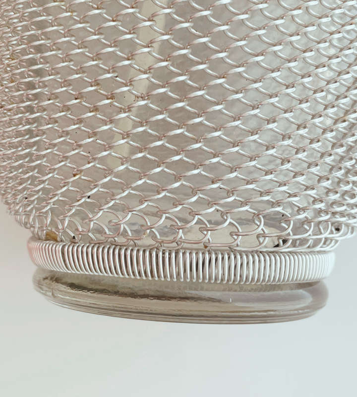 Vintage Czech Soda Siphon Seltzer Bottle - Large 35cm with Chromed Mesh c1960s