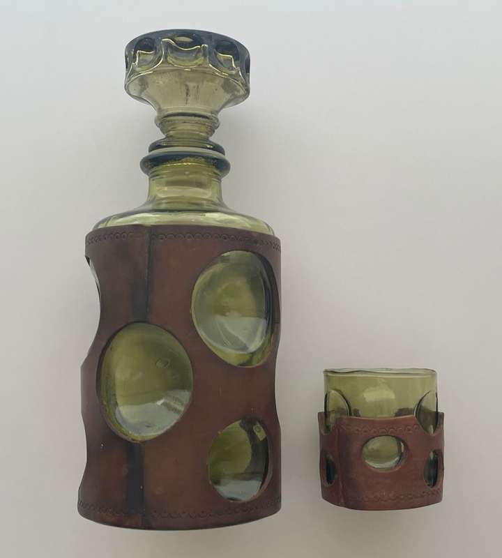Reduced! Stunning vintage Empoli Italian genie whisky bottle decanter and glass