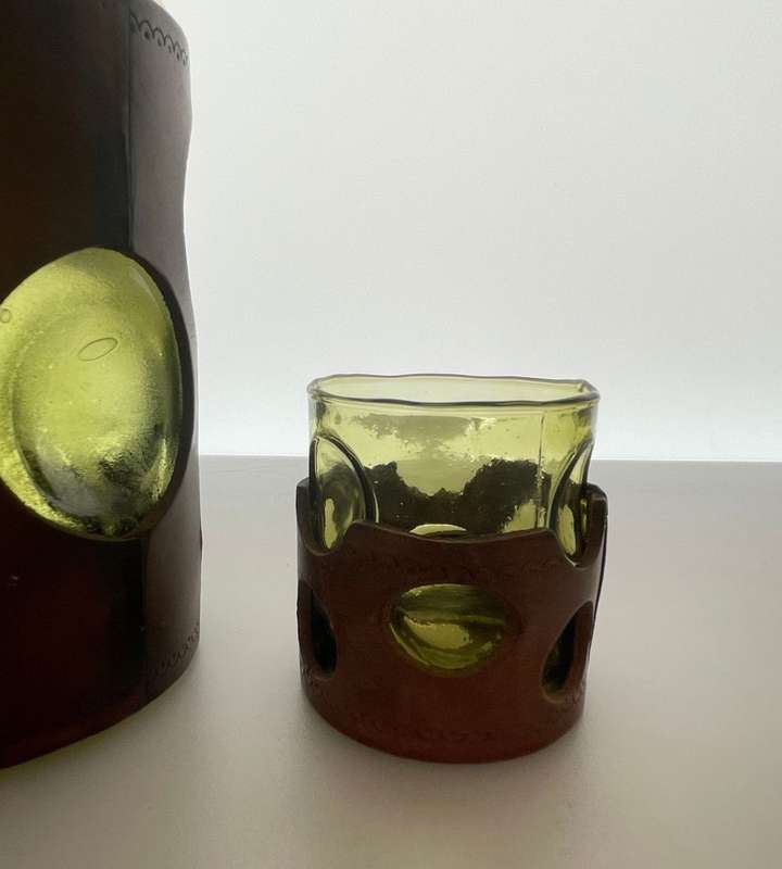 Reduced! Stunning vintage Empoli Italian genie whisky bottle decanter and glass