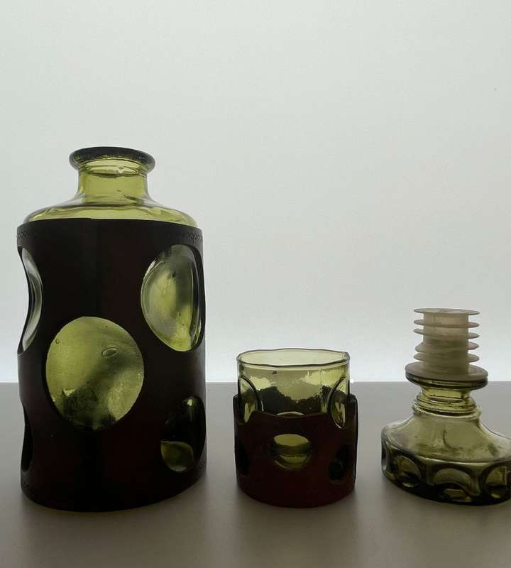 Reduced! Stunning vintage Empoli Italian genie whisky bottle decanter and glass