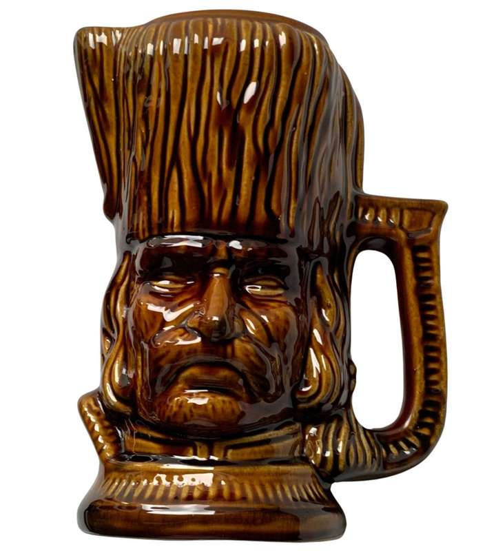 Rare Unmarked Tall Jug with Old Man`s Face - 27cm Height