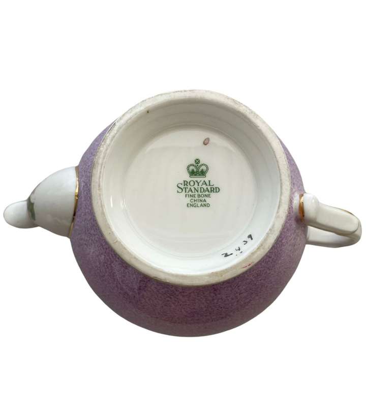 Rare 1949 Royal Standard Fine Bone China Tea Set - Purple Floral Pattern with Violet Accents