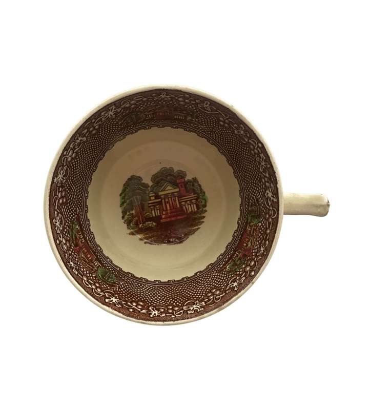 Antique Royal Staffordshire Pottery Jenny Lind 1795 Castle Scene Tea Set - 9 Pieces