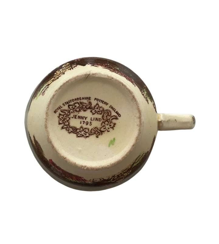 Antique Royal Staffordshire Pottery Jenny Lind 1795 Castle Scene Tea Set - 9 Pieces