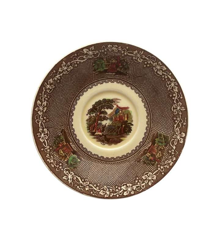 Antique Royal Staffordshire Pottery Jenny Lind 1795 Castle Scene Tea Set - 9 Pieces