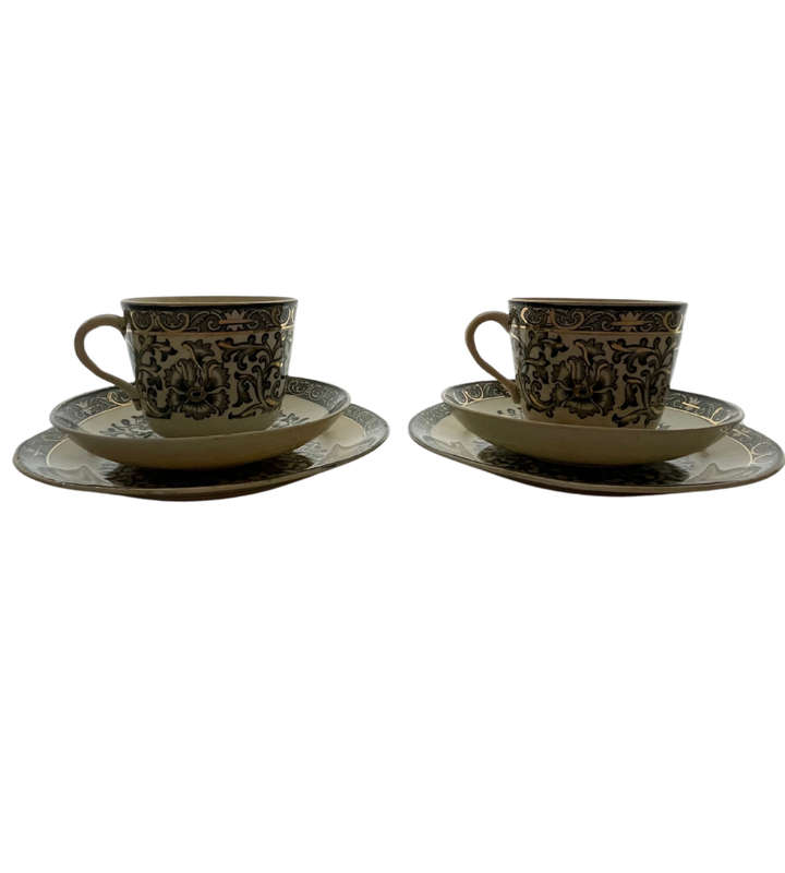 Antique Porcelain Bottle Green and Gold China 6-Piece Set - RD 51854- Decoraters mark 1671