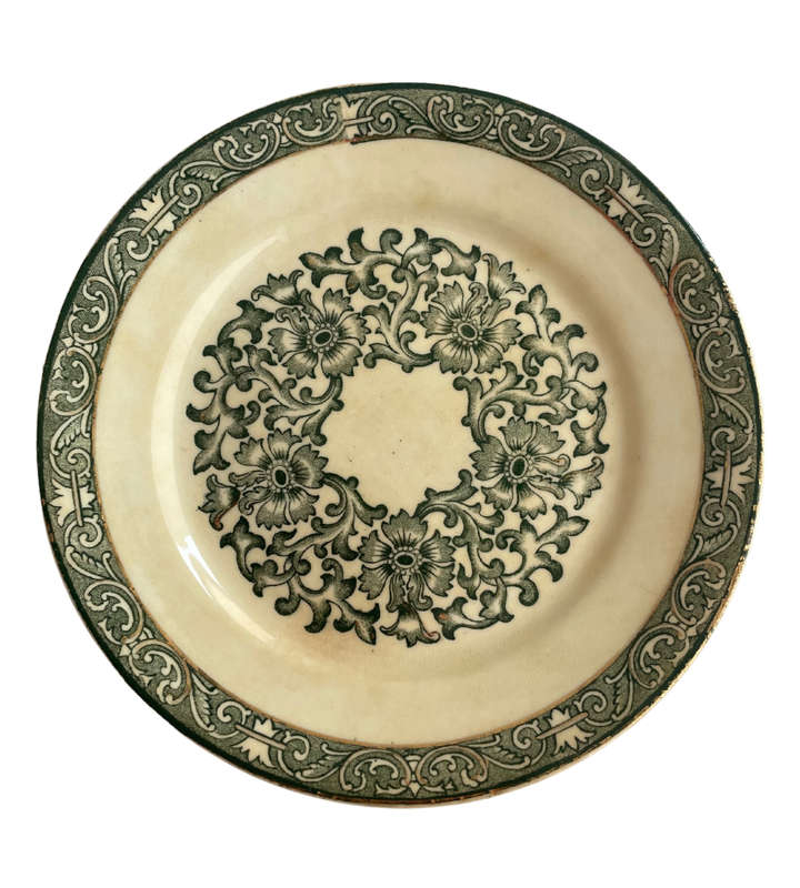 Antique Porcelain Bottle Green and Gold China 6-Piece Set - RD 51854- Decoraters mark 1671