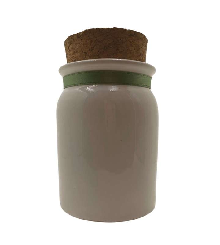 1970 Summer Strawberries Ceramic Jam Jar with Cork Lid - Farmhouse Décor - 13cm