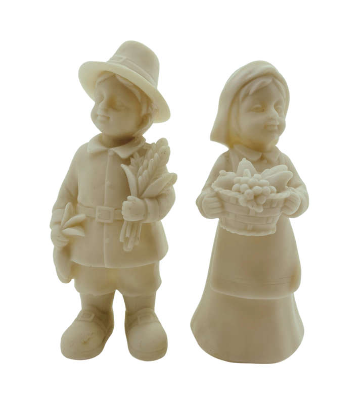 Harvestcrafts Polystone Fall Decorative Pilgrim Children Table Pieces - Set of 2 - 2009