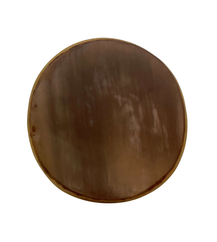 Handcrafted Polished Horn Maraca with Engraved Grass and Leaves