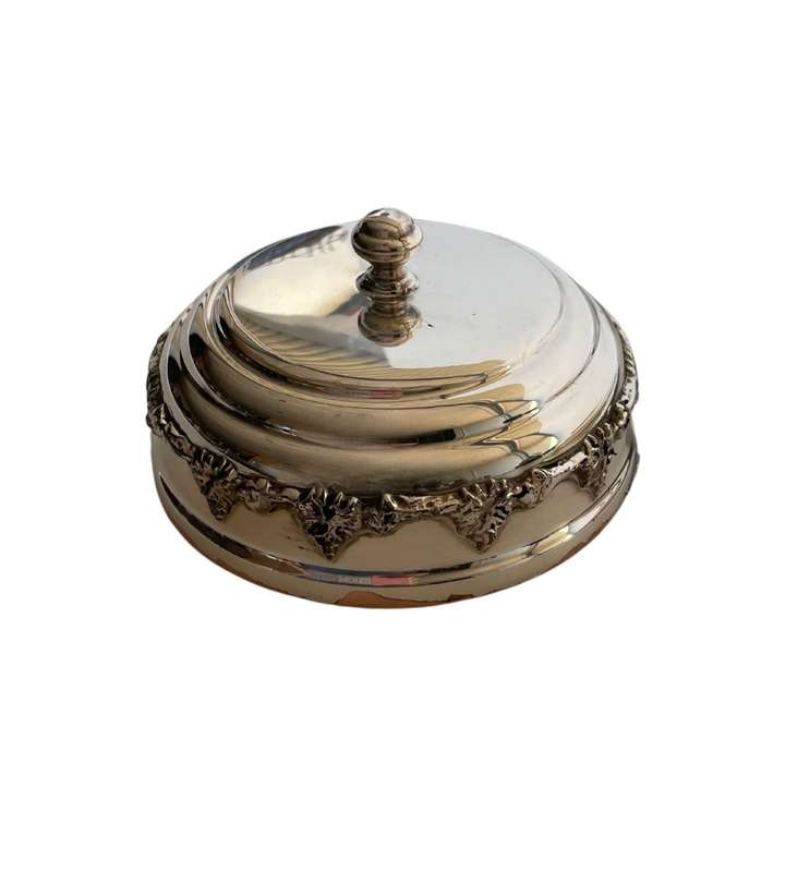 Reduced! Vintage Seranco E.P.C.U Silverplated Charger Plate with Dome Lid - Grape Leaf Design