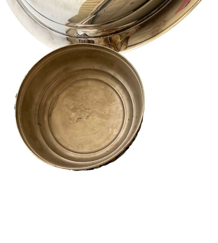 Reduced! Vintage Seranco E.P.C.U Silverplated Charger Plate with Dome Lid - Grape Leaf Design