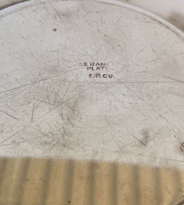 Reduced! Vintage Seranco E.P.C.U Silverplated Charger Plate with Dome Lid - Grape Leaf Design