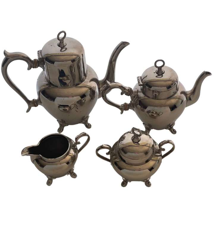 Very Rare Antique Royal Netherlands Metal Works Pewter Tea Set - J.N. Daalderop & Sons, Tiel Holland