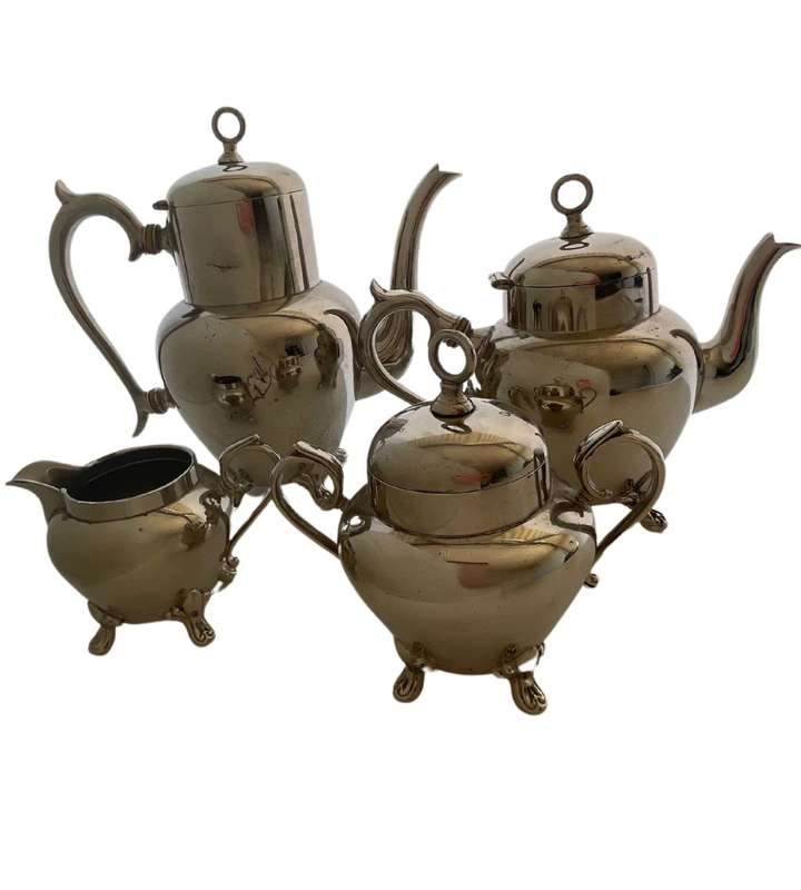Very Rare Antique Royal Netherlands Metal Works Pewter Tea Set - J.N. Daalderop & Sons, Tiel Holland
