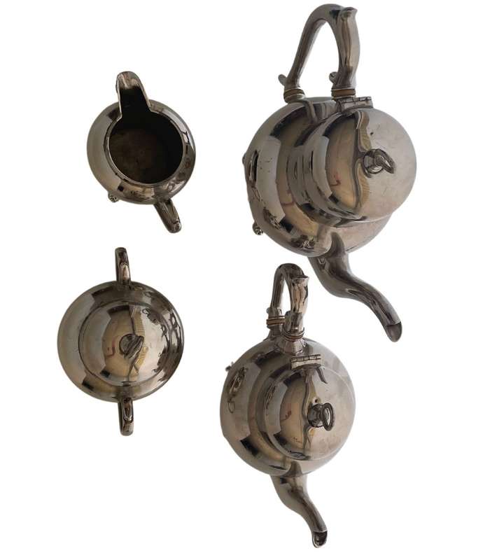 Very Rare Antique Royal Netherlands Metal Works Pewter Tea Set - J.N. Daalderop & Sons, Tiel Holland