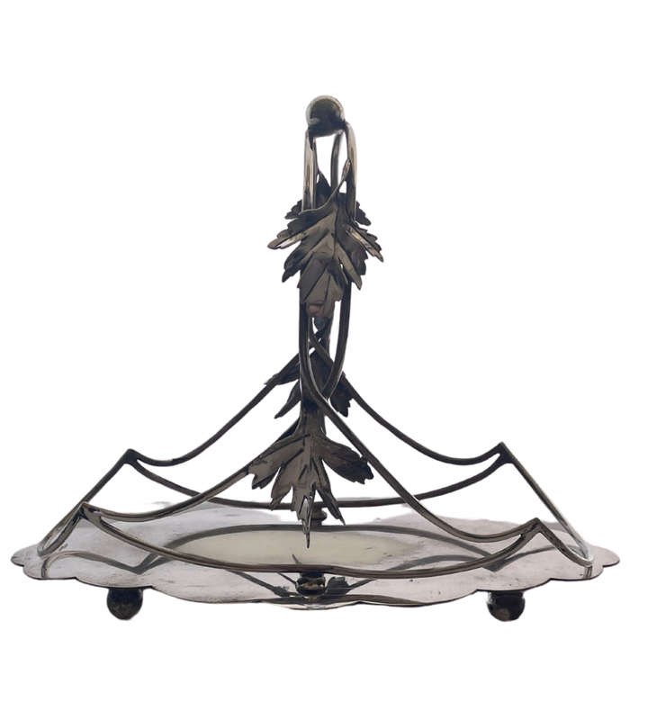 Antique Nickel Silver Wine Bottle Epergne or Cruet Stand