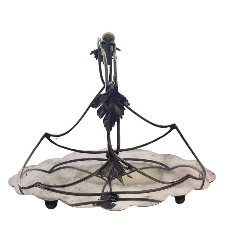 Antique Nickel Silver Wine Bottle Epergne or Cruet Stand