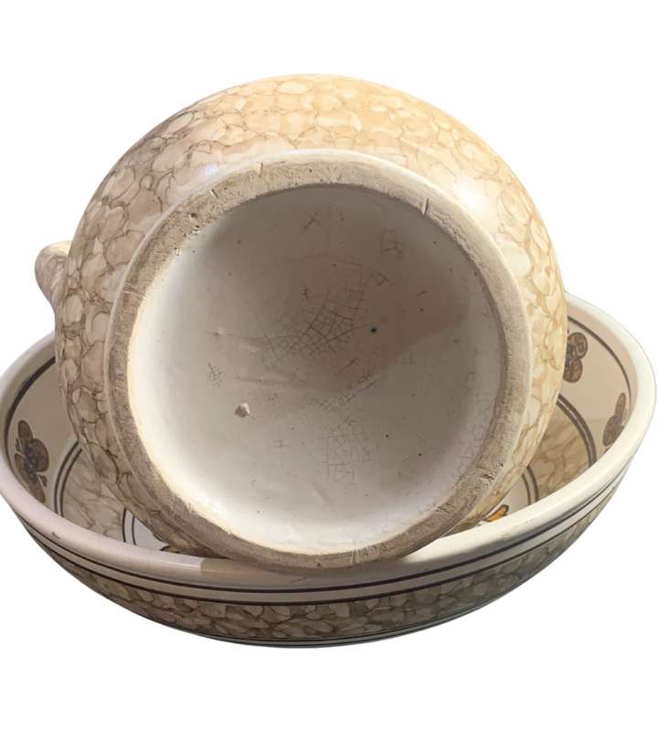 Hand-Painted Majolica Ewer, Basin, and Holder Set - Romano 3 Piece Set