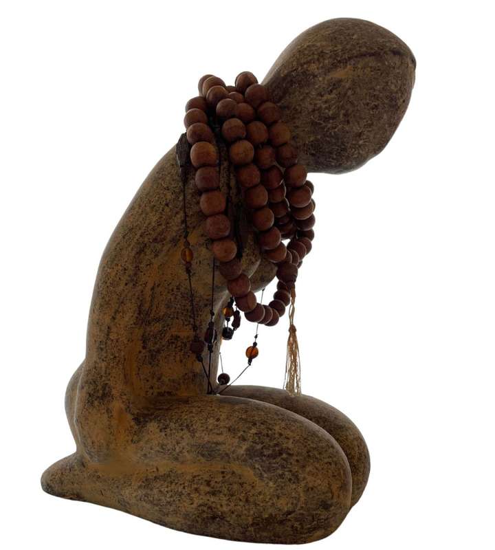 Antique Large 34cm Tibetan Naked Lady Statue with Tribal Buddhist Necklaces