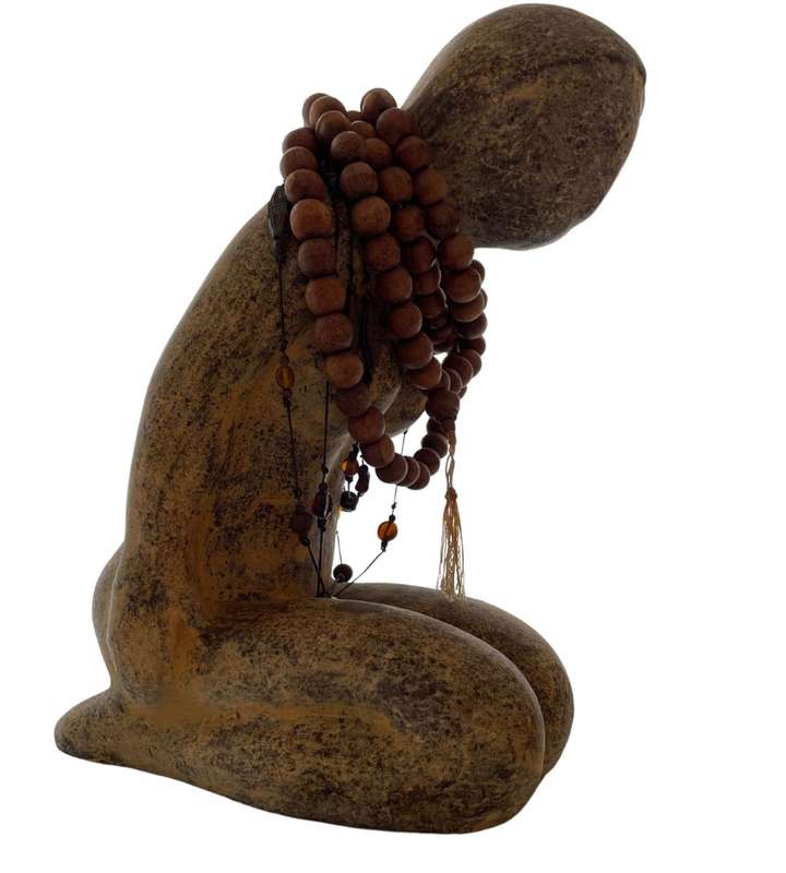 Antique Large 34cm Tibetan Naked Lady Statue with Tribal Buddhist Necklaces
