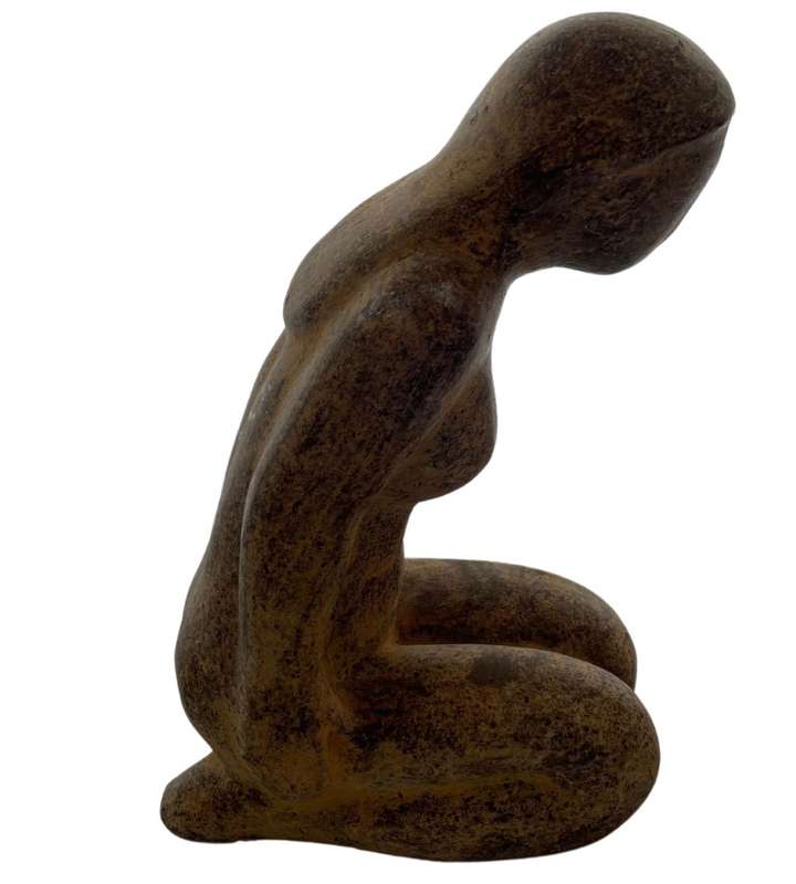 Antique Large 34cm Tibetan Naked Lady Statue with Tribal Buddhist Necklaces