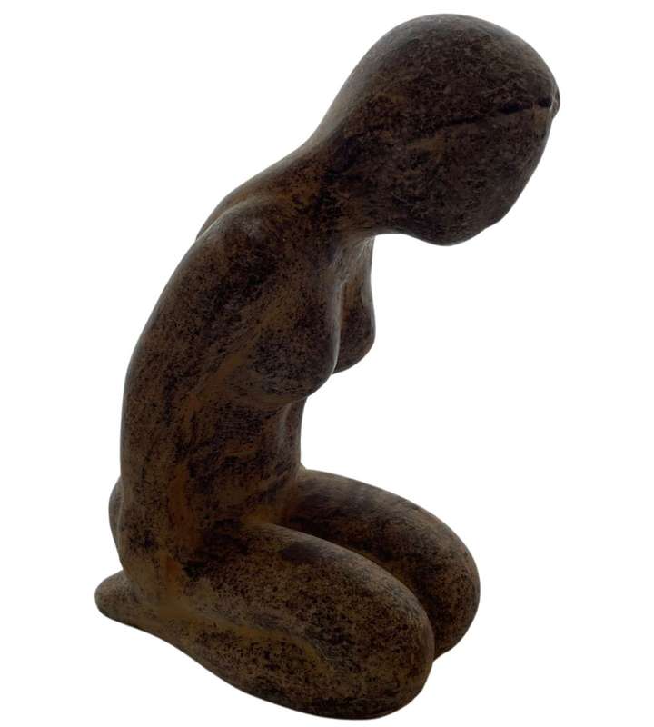 Antique Large 34cm Tibetan Naked Lady Statue with Tribal Buddhist Necklaces