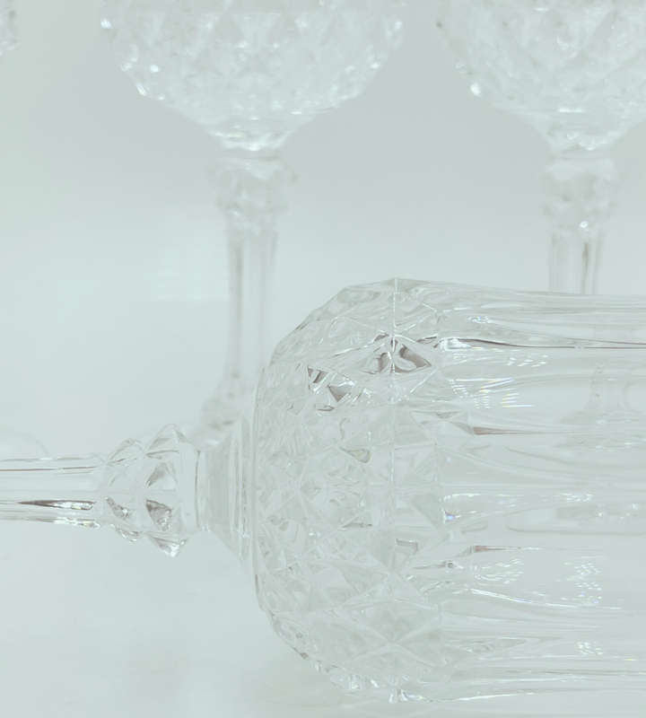 Reduced ! Vintage Set of 4 Crystal dArques Longchamp Durand Wine Glasses - 1980s Stemware Collection