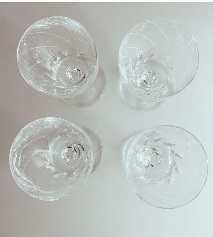 Rare 4-Piece Webb Corbett PIROUETTE Goblets Set + Bonus Goblet - Vintage Cut Crystal - Reduced