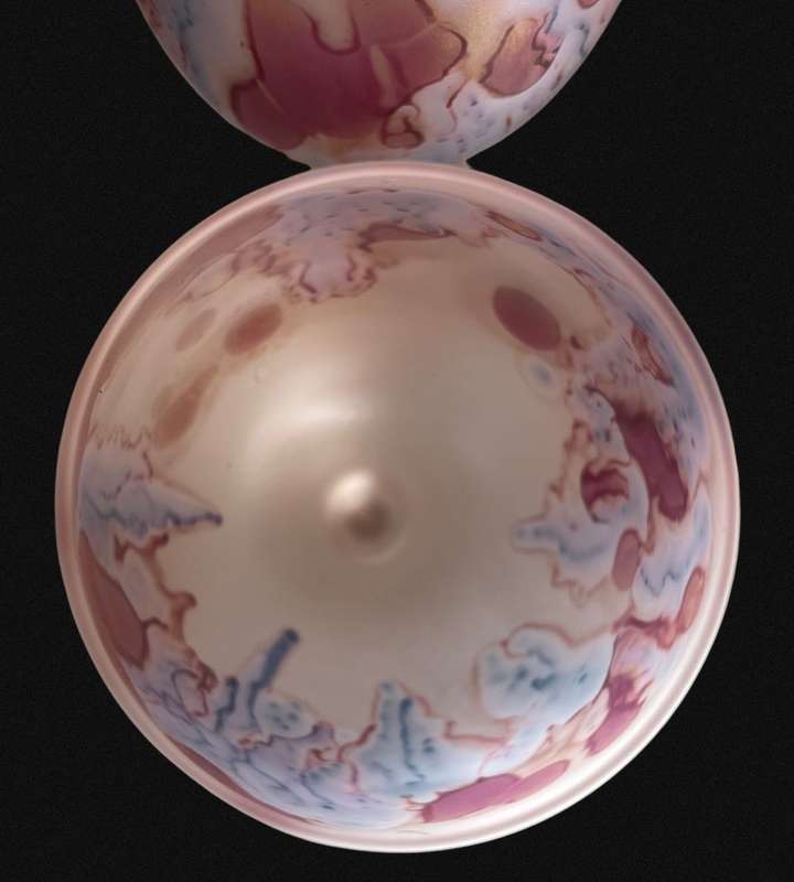 Exquisite 6-Piece Hand-Painted Hebron Frosted Pink Crystal Wine Set - Rare Holyland