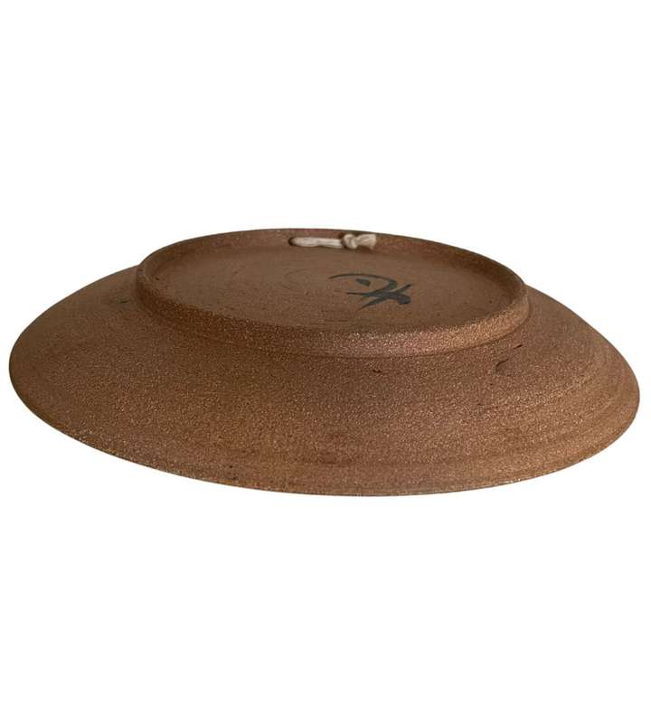 Hand-Decorated Stoneware Charger Wall Hanging Plate - Earthy Tones, 19.6cm Diameter- Signed
