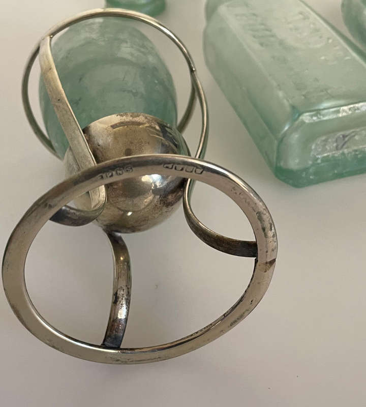 Rare Antique Bottle Collection with Aqua Glass Stoppers & Torpedo Bottle Stand - 12 Unique Bottles