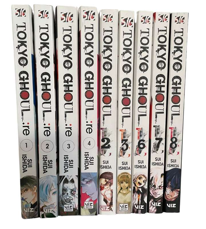 Set of 9 Tokyo Ghoul Manga Books - Including Tokyo Ghoul:re Volumes 1-4 - Like New Condition