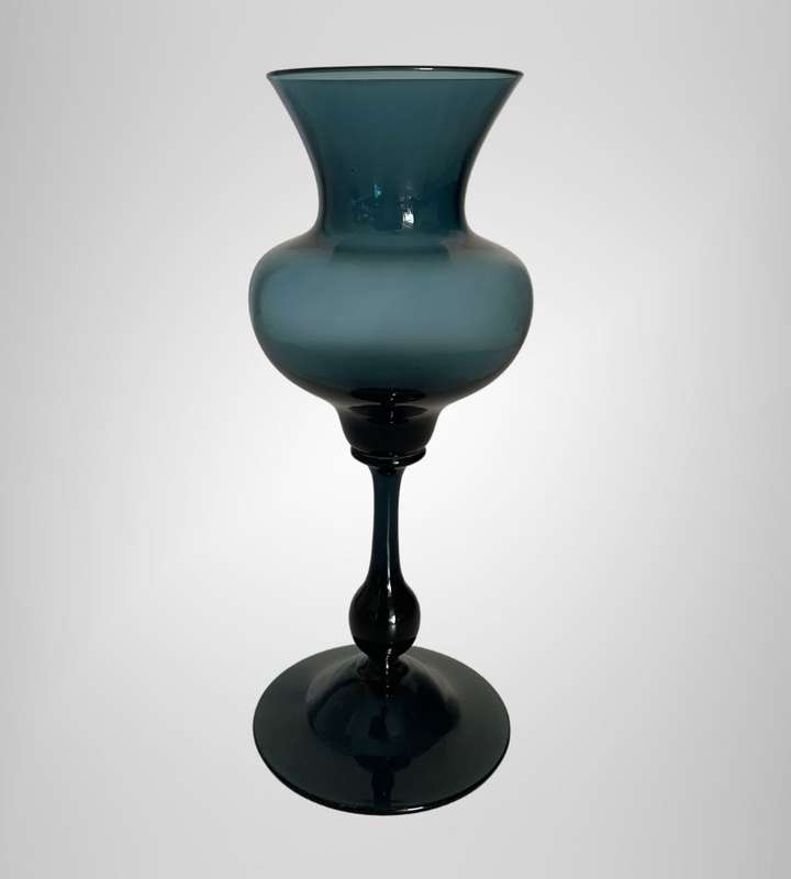 22.5cm HUGO GEHLIN Grey-Blue Swedish Glass Vase, Gullaskruf Glasbruk, 1950s