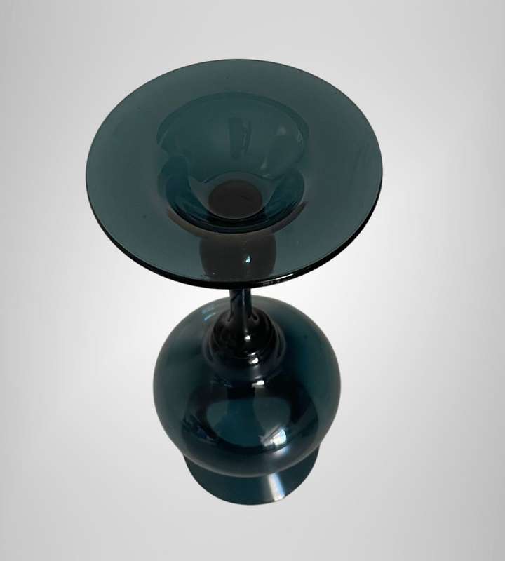 22.5cm HUGO GEHLIN Grey-Blue Swedish Glass Vase, Gullaskruf Glasbruk, 1950s