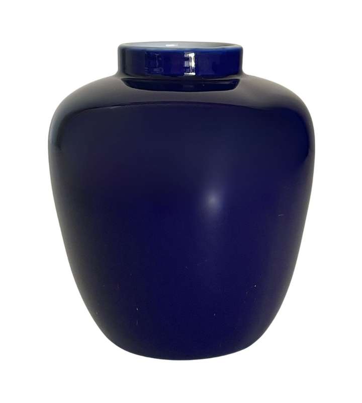 Small Oriental Porcelain Cobalt Blue Mini Vase - Japanese Kutani Style - 11.5cm