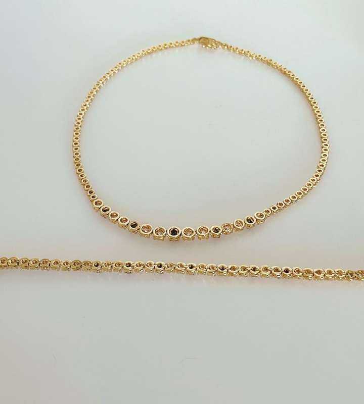 Reduced! Vintage 925 Sterling Silver Sapphire & Diamond Cut CZ Tennis Bracelet and Choker Necklace