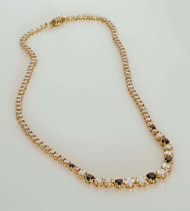 Reduced! Vintage 925 Sterling Silver Sapphire & Diamond Cut CZ Tennis Bracelet and Choker Necklace