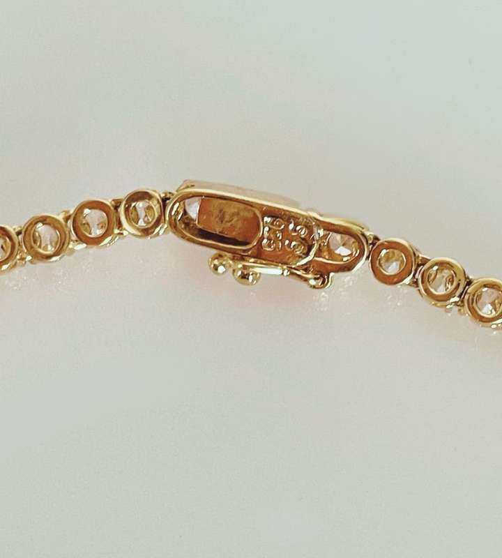 Reduced! Vintage 925 Sterling Silver Sapphire & Diamond Cut CZ Tennis Bracelet and Choker Necklace