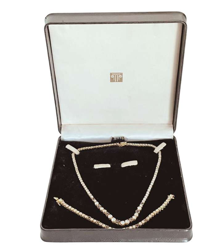 Reduced! Vintage 925 Sterling Silver Sapphire & Diamond Cut CZ Tennis Bracelet and Choker Necklace