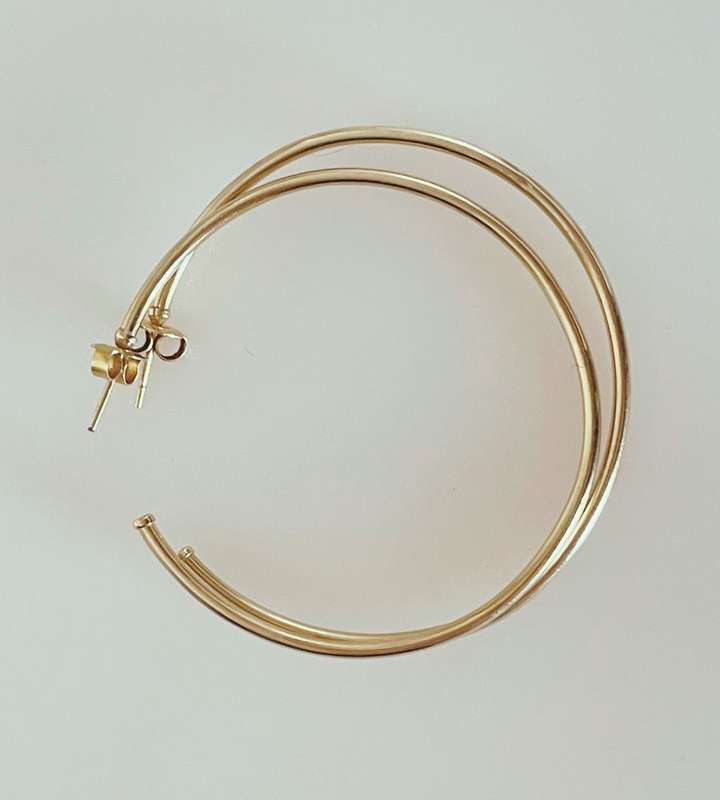 Reduced - Genuine 9ct Yellow Gold C Hoop Earrings - 5.5cm Large Hoops