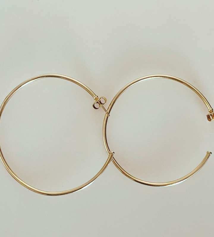 Reduced - Genuine 9ct Yellow Gold C Hoop Earrings - 5.5cm Large Hoops