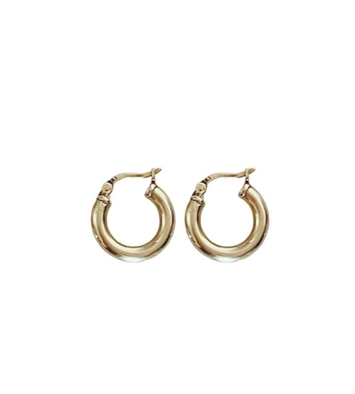 Small 15mm 9ct Yellow Gold Classic Huggy Macaroni Hoop Earrings