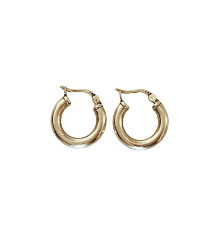 Small 15mm 9ct Yellow Gold Classic Huggy Macaroni Hoop Earrings