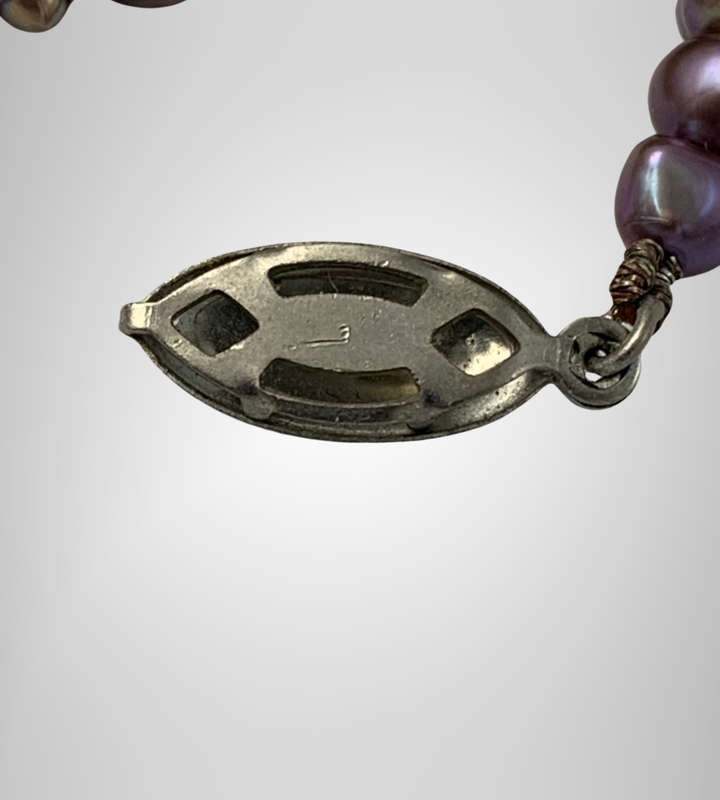 Genuine  Baroque Seed Pearl Choker Necklace with Amethyst Quartz and Enamelled Glass Beads