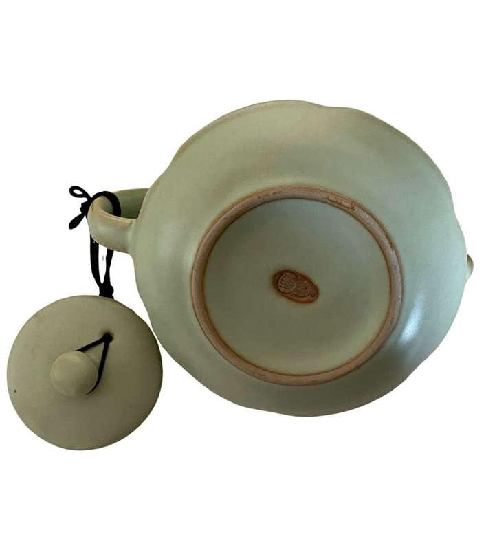Reduced! Rare Complete Vintage 1980s Celadon Ru Ware 8-Piece Commemorative Tea Set