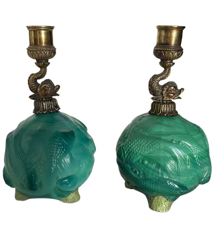 Unique Oriental Candle Holders Crafted from Antique Heinrich Hoffmann Perfume Bottles