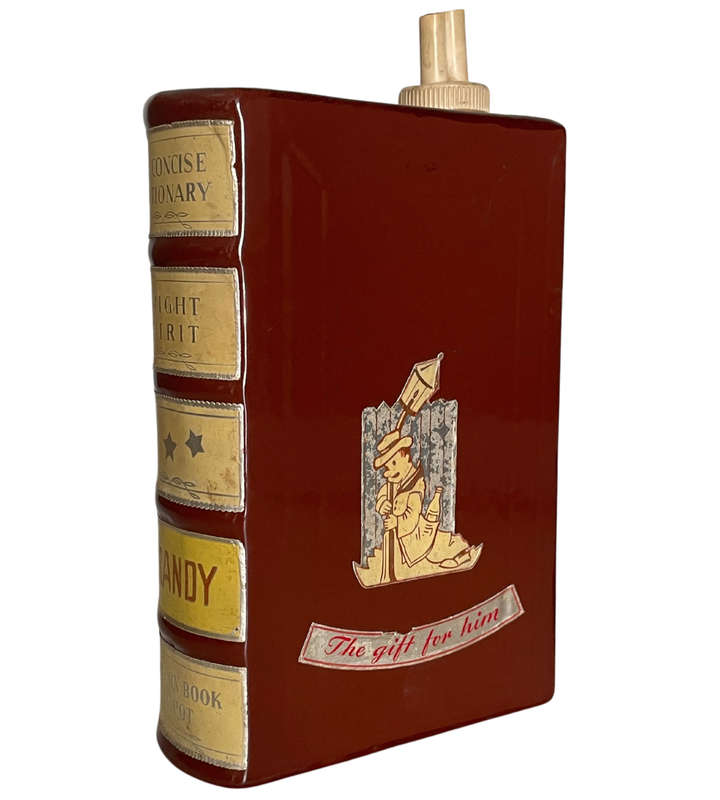 The Concise Dictionary Brandy Decanter  Bright Spirit Brand, West Germany, Vintage Ceramic, 70s Bar